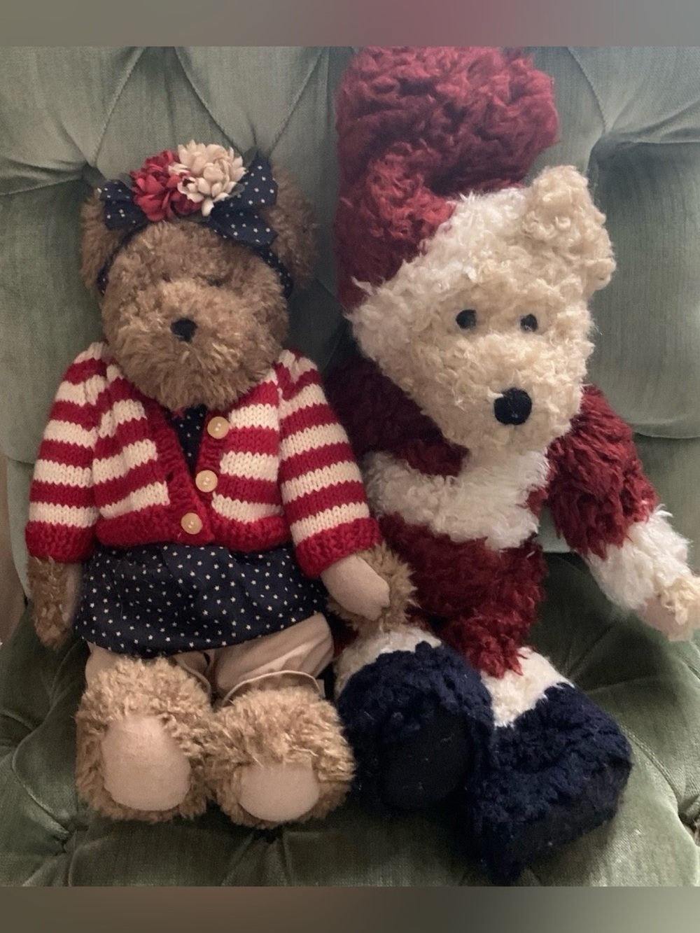 2 Vintage Boyd’s Teddy Bears Jointed Plush Gloria Bearsevelt Sandy Claus